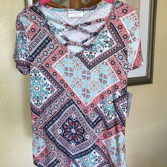 New Boho pattern caged Top, classic may & cute! - Picture 1 of 4